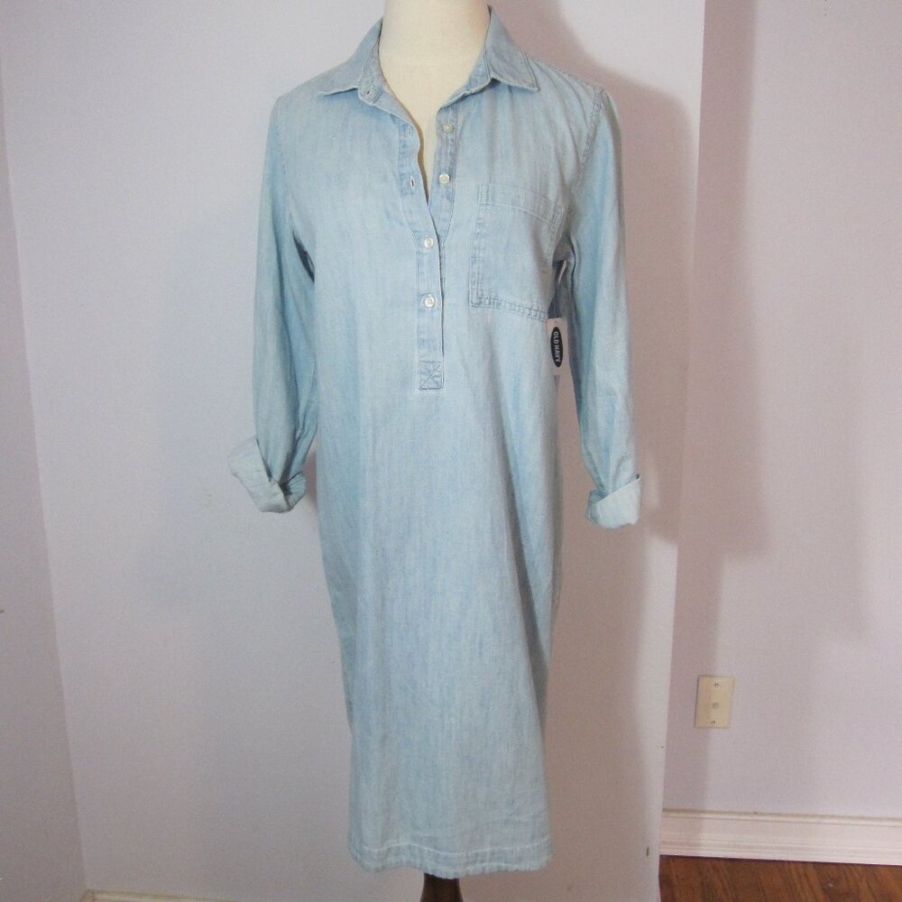 NWT Old Navy Light Wash Denim Shirt Dress Size Small